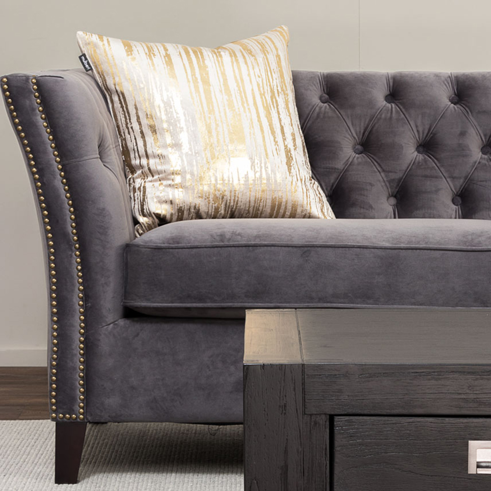 Elyse Velvet 3 Seater Sofa, Steel
