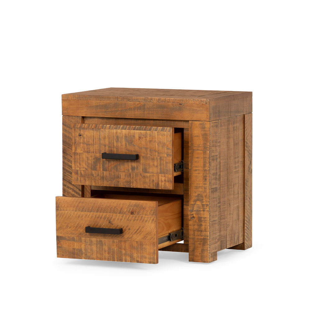 Prima 2 Drawer Bedside, Pine