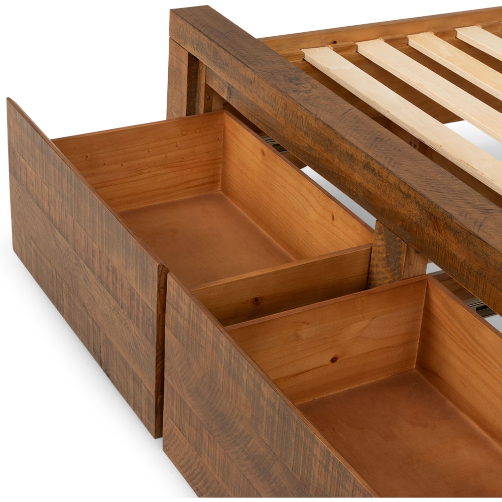 Prima Queen Bed Frame with Drawers, Pine