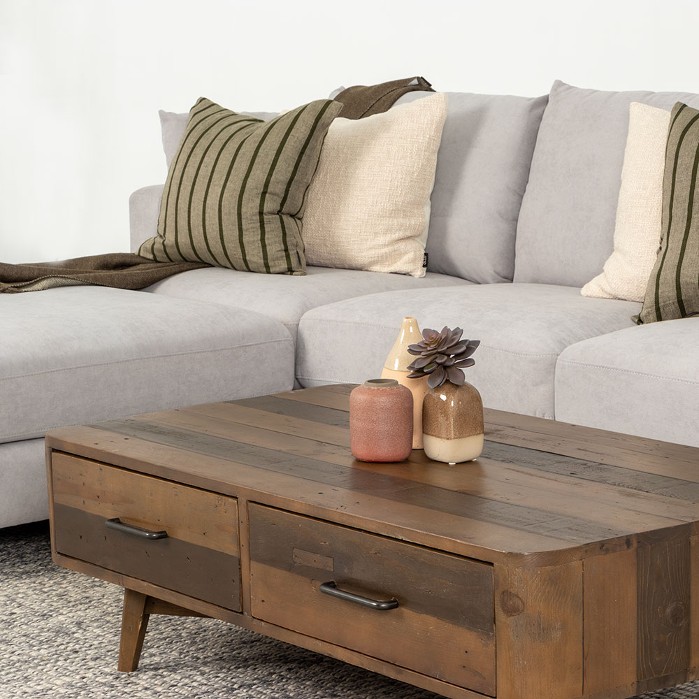 Tasman Modular 5 Seater Sofa With Ottoman, Light Grey