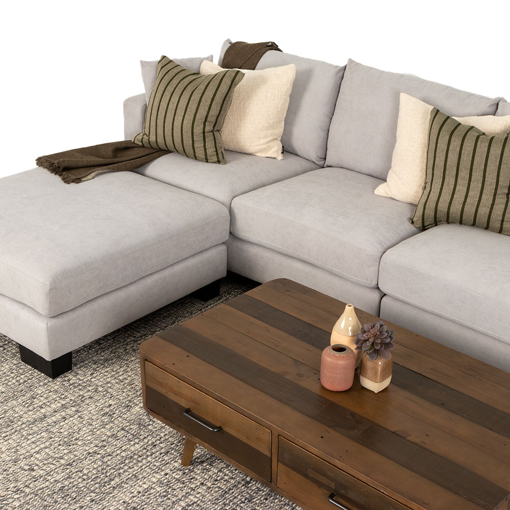 Tasman Modular 5 Seater Sofa With Ottoman, Light Grey