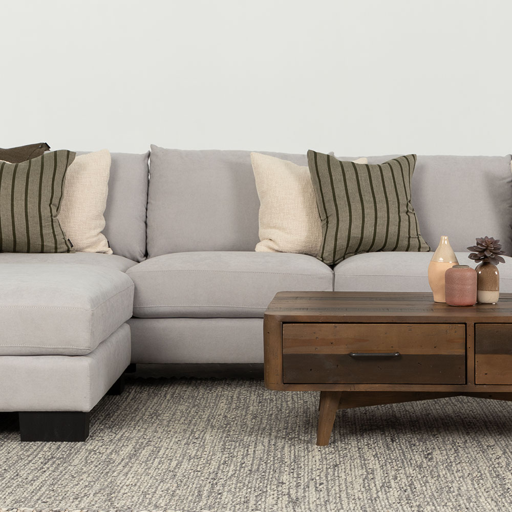Tasman Modular 5 Seater Sofa With Ottoman, Light Grey