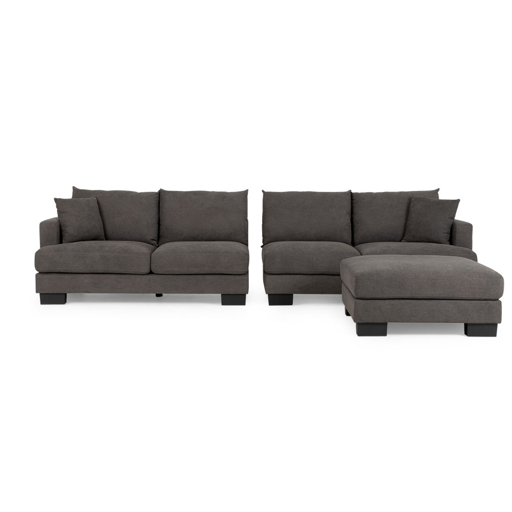 Tasman Modular 5 Seater Sofa With Ottoman, Dark Grey