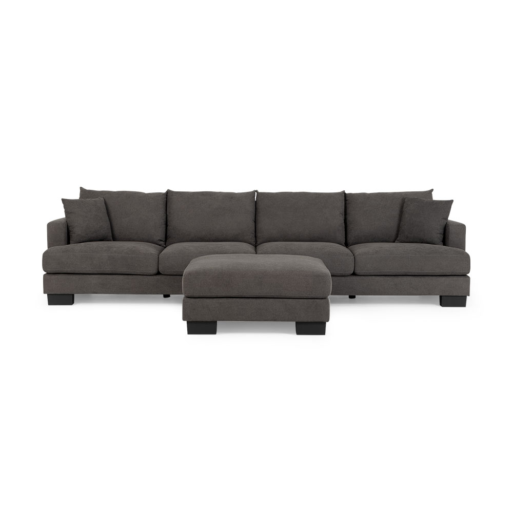 Tasman Modular 5 Seater Sofa With Ottoman, Dark Grey
