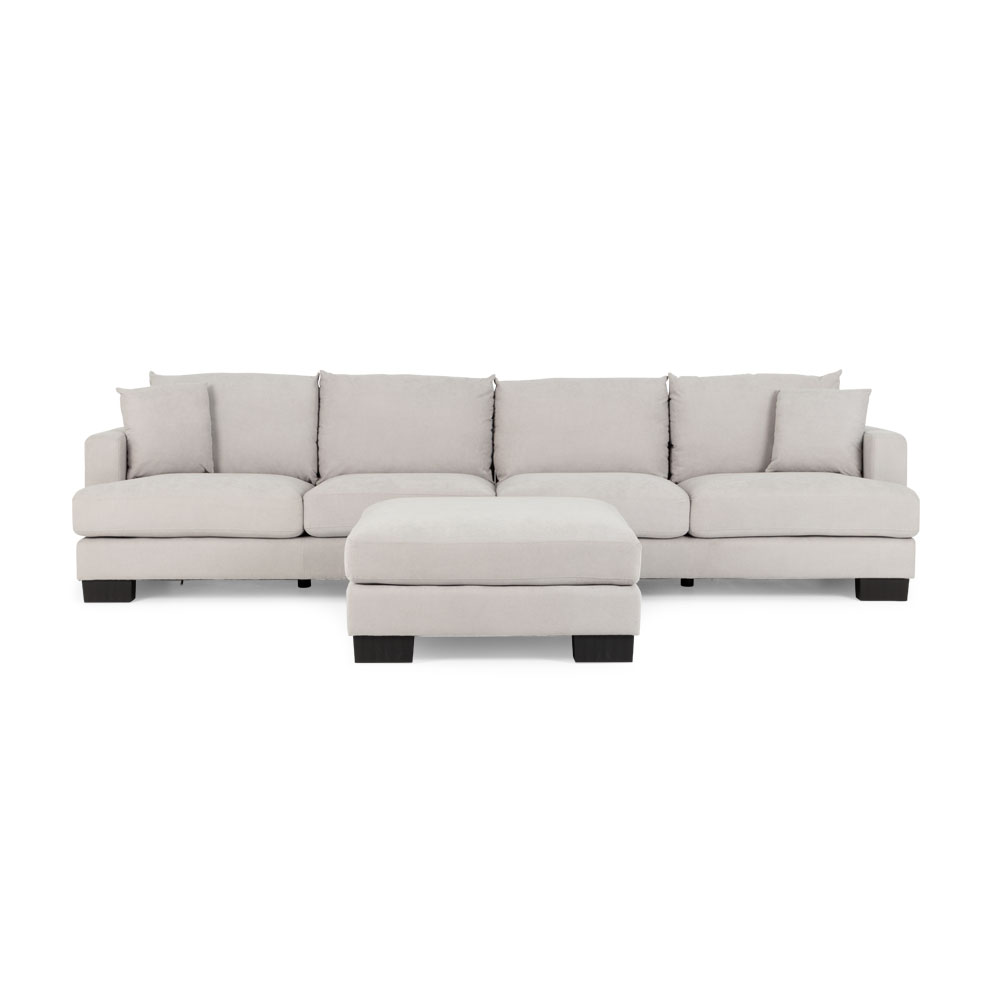 Tasman Modular 5 Seater Sofa With Ottoman, Light Grey