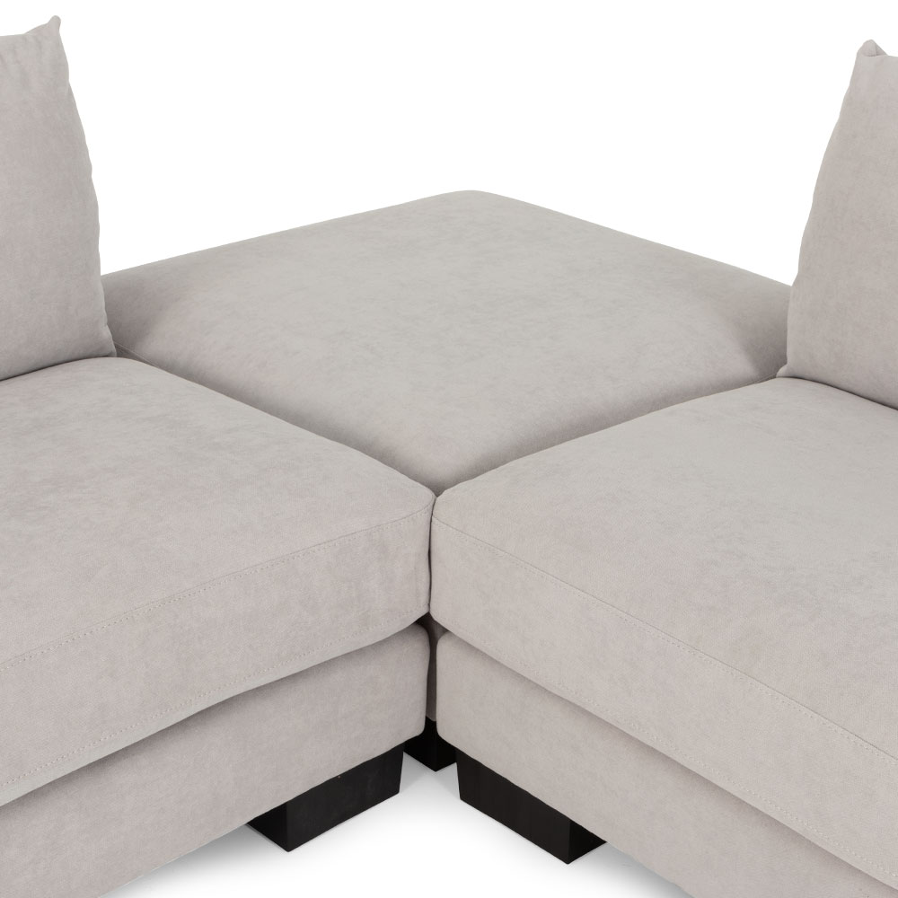Tasman Modular 5 Seater Sofa With Ottoman, Light Grey